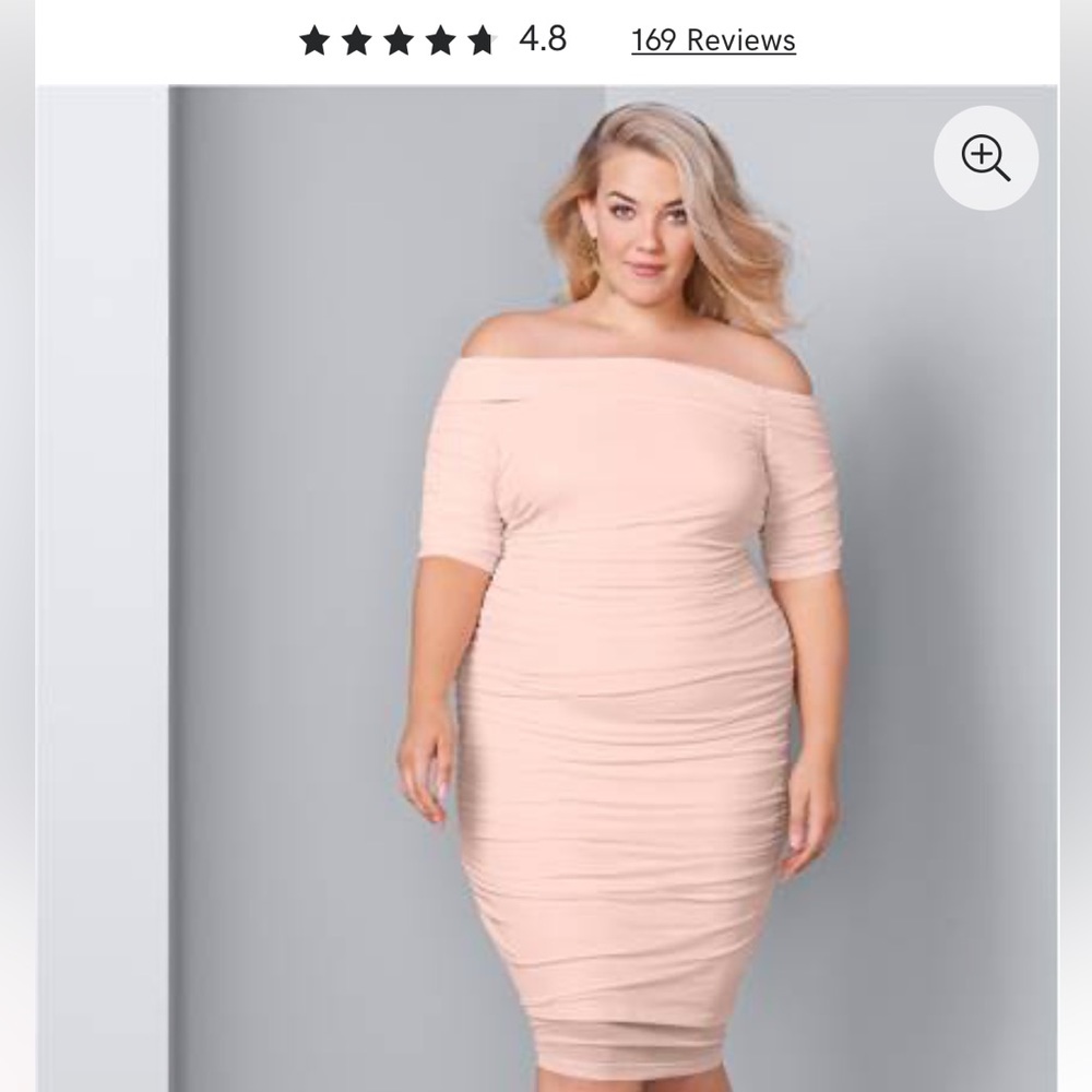 Blush strapless ruched bodycon dress